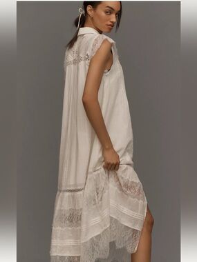 Anthropologie Coral Crochet-Trim Sundress